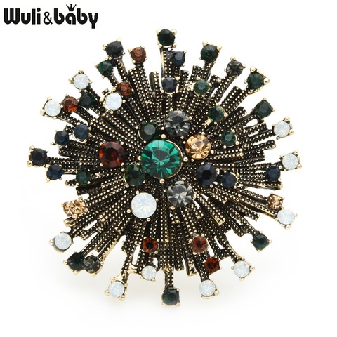 Wuli & baby – broches à fleurs rondes en strass pour femmes, en métal, multicolore, Vintage, fleur, fête de mariage, décontracté, cadeaux ► Photo 1/3