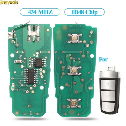Jingyuqin – Circuit imprimé de clé télécommande intelligente, 434Mhz, puce ID48, pour Volkswagen VW Passat B6 3C B7 Magotan CC, 3 boutons de commande ► Photo 1/4