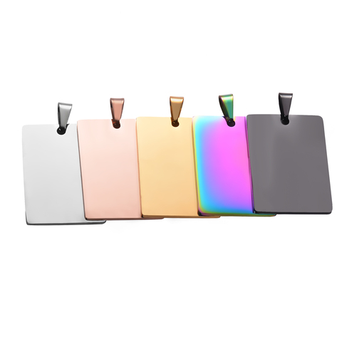 Étiquettes d'estampage vierges rectangulaires en acier inoxydable, pendentifs, résultats de bijoux, vente en gros, 28mm × 40mm, 5 pièces ► Photo 1/6