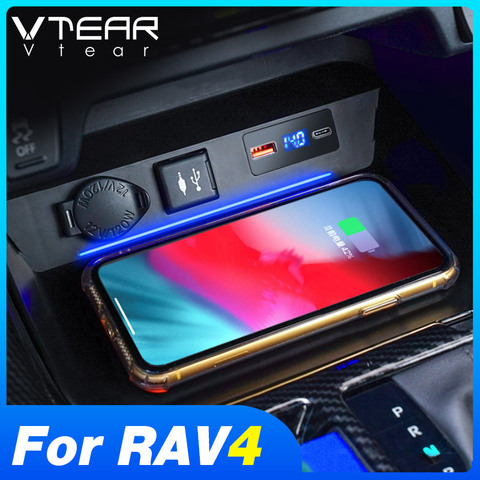 Vtear Accessoires Pour Toyota Rav4 2022Car QI Sans Fil Chargeur De Charge Rapide Support Pour Téléphone De Modification de Voiture Intérieur ► Photo 1/6