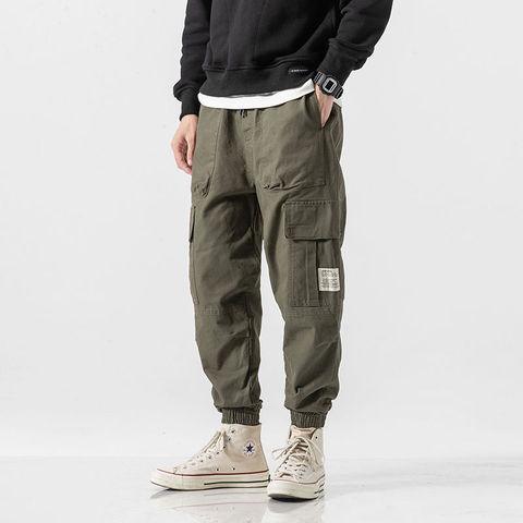 Pantalon Cargo pour homme, Streetwear, Hip hop, jogging, décontracté, Harem, longueur cheville, taille élastique, noir, vert armée ► Photo 1/4