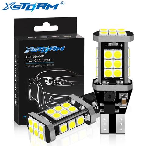 2 pièces W16W LED ampoule T15 Led Canbus OBC sans erreur 920 921 912 lampe 3030SMD voiture feux de recul arrêt 6000K blanc DC 12V ► Photo 1/6