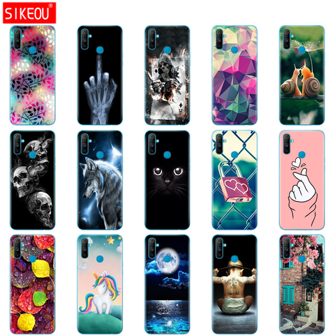 Pour Realme C3 Étui Souple En Silicone TPU Arrière Pour OPPO Realme C3 RMX2022 C 3 RealmeC3 Couverture de Téléphone Coque Capa Funda 6.5 pouces Chat Fleur ► Photo 1/6