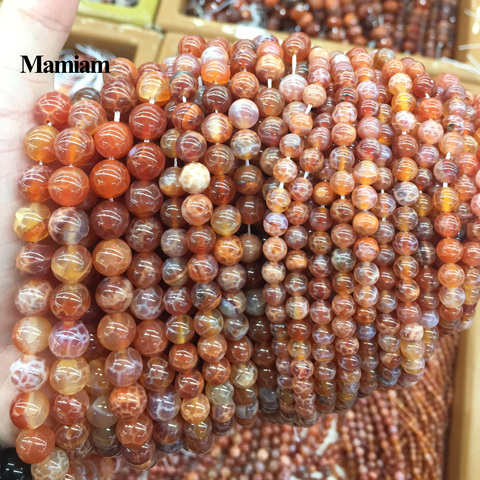 Mamiam-collier en Agate naturelle, perles A + feu, 6mm, 8mm, 10mm, fabrication de bijoux, pierre ronde, lisse et ample, conception, Bracelet à bricoler soi-même ► Photo 1/1