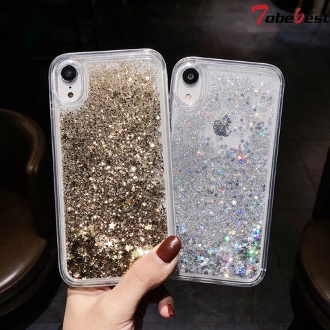 Coque à paillettes liquides en silicone pour iphone, compatible modèles 6, 6S, 7, 8, 11 Plus, 12 mini Pro, XR, XS Max, XS, X, effet sable mouvant dynamique ► Photo 1/6