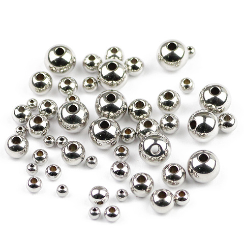 Yhzret – perles en acier inoxydable, perles d'espacement 3/4/5/6/8MM, boule ronde, perles amples pour la fabrication de bijoux bracelet, résultats d'accessoires de bricolage ► Photo 1/6