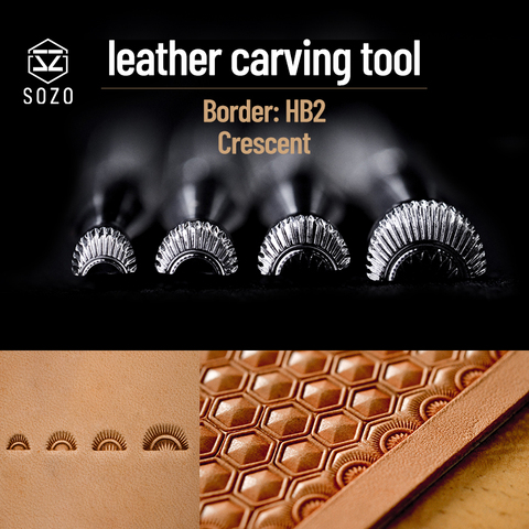 SOZO HB2 cuir croissant décoratif bordure travail estampage outil selle faire sculpture modèle 304 inoxydable Streel timbres impression ► Photo 1/6