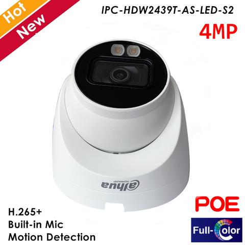 Dahua-caméra de surveillance dôme IP 4MP, polychrome, avec détection intelligente, codec H.265 et IVS, microphone intégré, compatible avec carte SD max. 256 G ► Photo 1/2