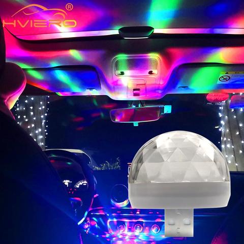 Voiture Auto lampe USB lumière DJ RGB Mini coloré musique son lumière USB-C Apple vacances fête karaoké atmosphère lampe bienvenue lumière ► Photo 1/6