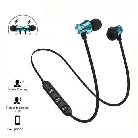 Écouteurs stéréo de Bluetooth d'aimant de Sport avec des écouteurs sans fil de casque de Sport de micro de HD pour Android IOS ► Photo 1/6