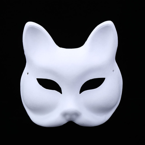 Masque blanc non peint chat renard, pour femmes, femmes, filles, fête vénitienne, bricolage, masques en pulpe, mariage, anniversaire, Halloween, noël ► Photo 1/2