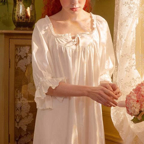 Robe Lolita femme col carré princesse chemises de nuit Vintage volants chemises de nuit en vrac. Victorienne chemise de nuit vêtements de nuit de salon ► Photo 1/5