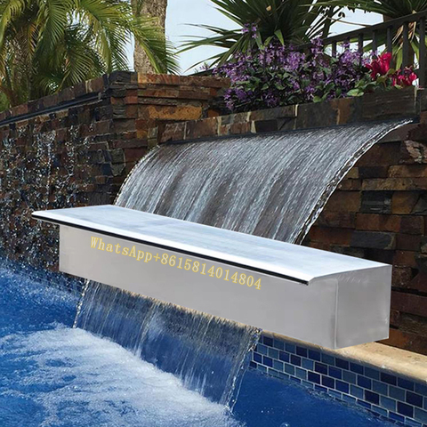 Lame d'eau de fontaine à cascade en acier inoxydable 304, pour mur extérieur, pour piscine, ruisseau et jardin, buse à cascade ► Photo 1/6