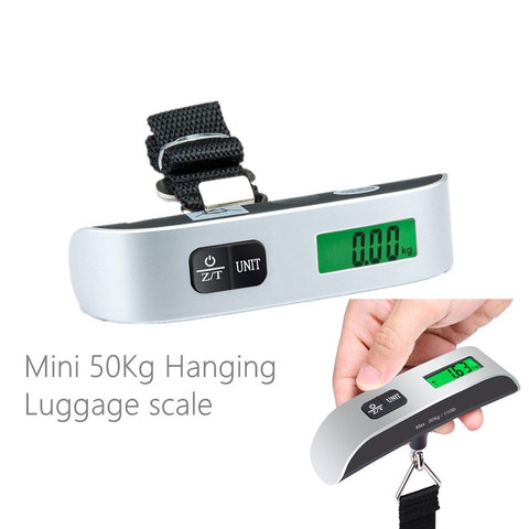 40kg Mini bagages échelle 50kg/110lb suspendus numérique électronique bagages échelle valise Portable voyage crochet suspendus échelle 40% off ► Photo 1/6