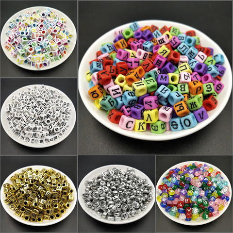 Perles rondes/carrées en acrylique avec lettres de l'alphabet russe, 100 pièces, pour la fabrication de bijoux, accessoires pour colliers et bracelets, DIY ► Photo 1/6