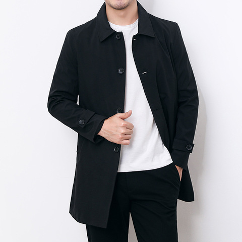 Trench Long noir pour homme, manteau épais, coupe-vent, décontracté, grande taille, Xxxl 4xl, automne hiver ► Photo 1/6