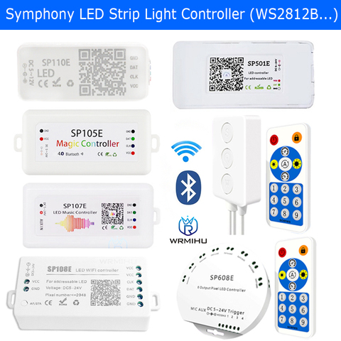 Bande lumineuse intelligente LED Bluetooth, pleine couleur, pour symphonie musicale, SP110E SP105E SP107E SP108E SP501E SP601 SP608, WS2812B ► Photo 1/6