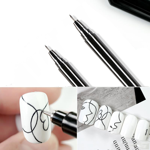 1 pièces Nail Art Graffiti stylo étanche dessin peinture Liner brosse fleurs bricolage abstrait lignes détails Nail Art outil de beauté ► Photo 1/6