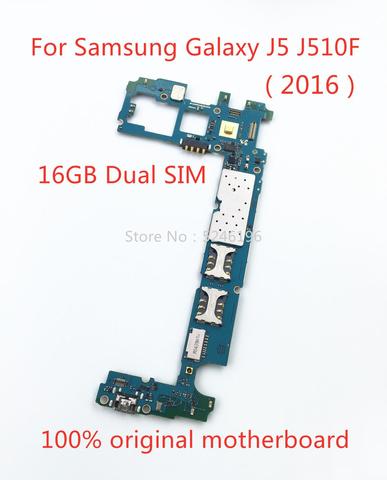 Appliquer à pour Samsung Galaxy J5 2016 J510F 16GB carte mère d'origine double SIM J5 J510F système de puce déverrouillage carte mère remplacer ► Photo 1/2