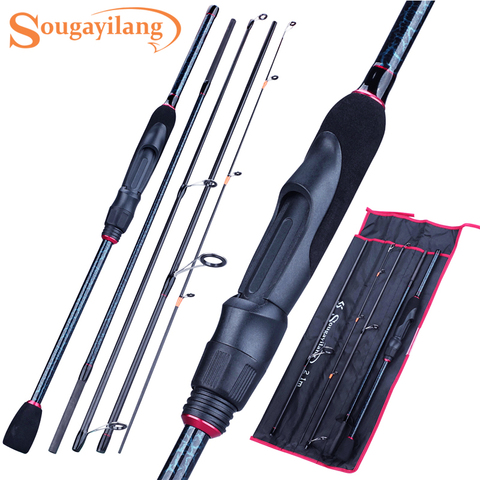 Sougayilang – canne à pêche Spinning/Casting ultralégère de 1.8 à 2.4m, accessoire Portable en Fiber de carbone à 5 sections ► Photo 1/6