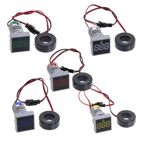Voltmètre AC 20-500V, 22MM, 0-100A, ampère, panneau carré, indicateur de tension numérique LED ► Photo 1/6