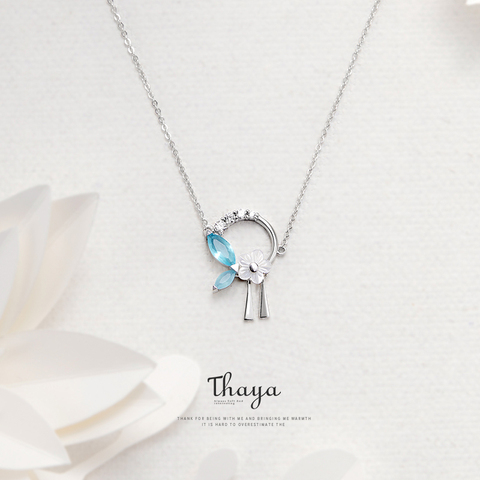 Thaya fleurs et feuilles glands collier 925 argent cubique Zircon cristal collier pour cadeau de mode ► Photo 1/6