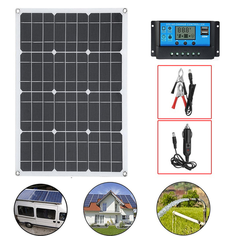 Kit de panneaux solaires 180W 12V avec double Port USB, avec écran LCD 20A, régulateur de cellules de Charge, lampes de camping-car, pour yacht ► Photo 1/6