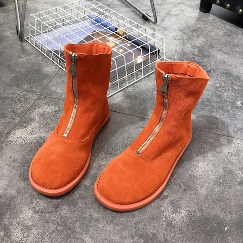 Maggie's Walker – bottes en cuir véritable pour femme, mi-mollet, à la mode, fermeture éclair sur le devant, couleur bonbon, taille 35-40, hiver ► Photo 1/6