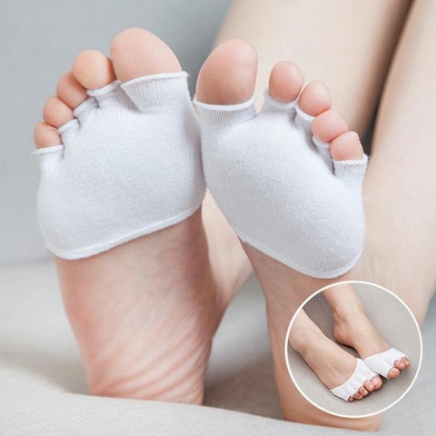 Femmes coton avant-pied orteil chaussettes femme été gymnastique Sport antidérapant 5 doigt séparé Invisible demi-pied respirant chaussette pantoufles ► Photo 1/6