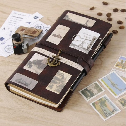 En cuir Cahier des Voyageurs Planificateurs BRICOLAGE Créatif Vintage Voyage Journal Bloc-Notes A5 Sprial Enregistrement Daily Mémos Ordinateurs Portables Cadeaux ► Photo 1/6