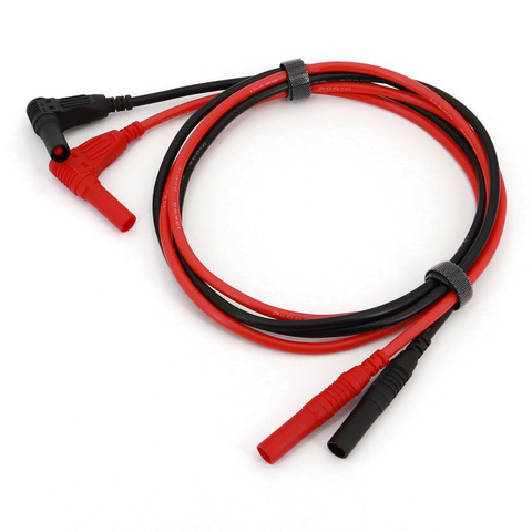 Connecteurs de câbles de Test multimètre, 1 paire de fils de Test isolés en Silicone rouge et noir 4mm mâle Angle droit à droit ► Photo 1/5