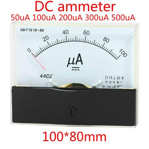 44C2-A DC 0-50uA 100uA 500uA pointeur type DC micro-ampèremètre classe 1.5 ampèremètre analogique panneau compteur jauge ► Photo 1/6