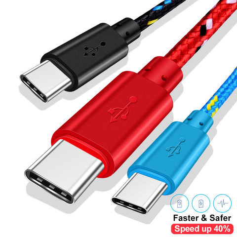 Câble USB de Type C USB-C en Nylon pour recharge rapide et transfert de données, cordon de chargeur pour téléphone Samsung S10 S9 Note 9 Oneplus xiaomi Huawei ► Photo 1/6