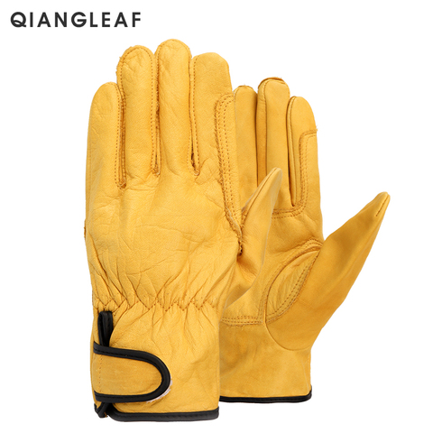 QIANGLEAF – gants de Protection en cuir de vache jaune ultra-fin, expédition rapide, qualité D, gants de travail, vente en gros, 527NP ► Photo 1/5