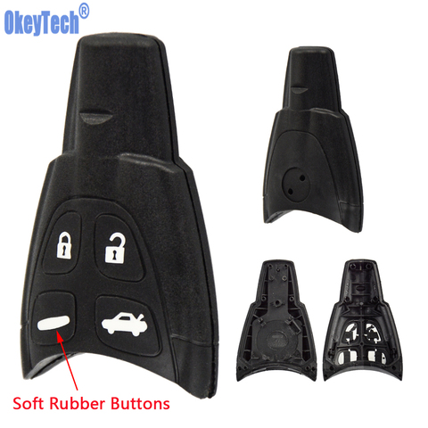 OkeyTech-coquille de clé de porte de voiture | 4 boutons, pour SAAB 93 95 9-3 9-5 WF 4, bouton souple de remplacement, entrée sans clé ► Photo 1/6