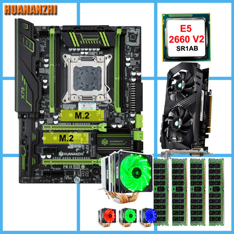 HUANANZHI X79 Pro carte mère avec DOUBLE M.2 NVMe slot CPU Xeon E5 2660 V2 6 tubes cooler RAM 32G (4*8G) GTX1050Ti 4G vidéo carte ► Photo 1/1