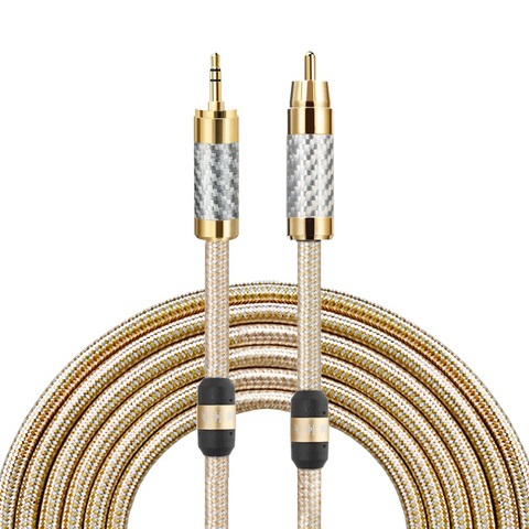 HIFI Mini Jack 3.5mm à RCA câble Audio pour téléphone portable casque Latop TV DVD amplificateur boîte de son câble plaqué argent ► Photo 1/4