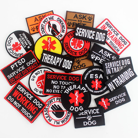 Badges de Service de thérapie pour chiens, patchs de boucle de crochet pour animaux de compagnie, gilets de sécurité d'entraînement sans contact, harnais, autocollants d'emblème ► Photo 1/6