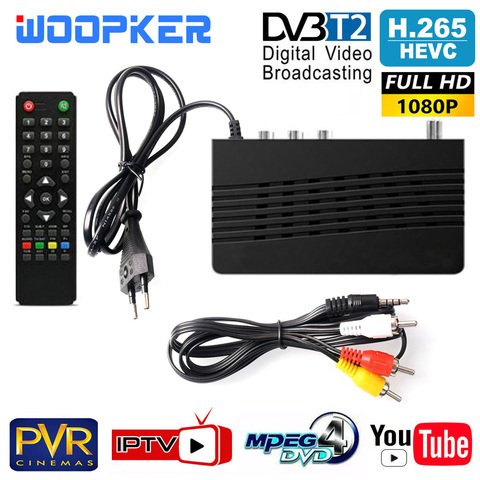 TV Tuner TNT T2 HD 1080P VGA DVB-T2 DVB-C Moniteur Wifi Adaptateur USB2.0 Récepteur Satellite H 265 Décodeur IPTV Youtube ► Photo 1/6