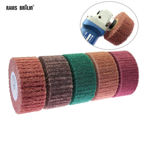 120*50mm * M14 meuleuse d'angle perceuse Nylon polissage vadrouille brosse dessin ébavurage tambour roue pour acier inoxydable ► Photo 1/5
