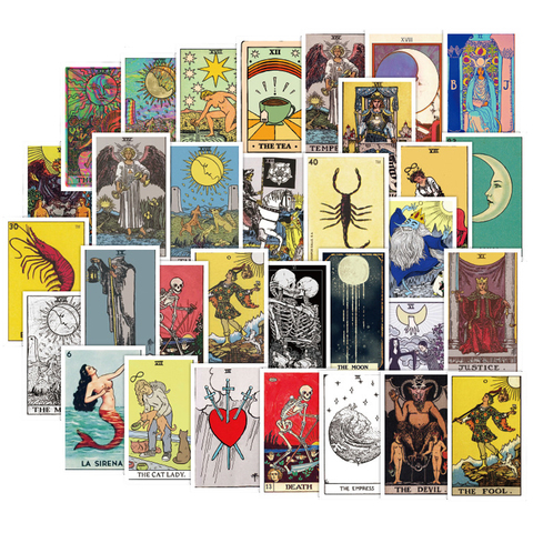 Autocollants Doodle, carte de Tarot dire la Fortune, étiquette F4, pour bagages, ordinateur portable, Skateboard, jouets ► Photo 1/4