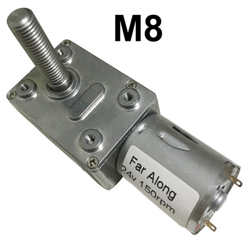 Moteur électrique à engrenage à vis sans fin avec arbre fileté M8, 6V 12V 24V 6-150RPM, couple élevé, verrouillage automatique, vitesse réglable inversée ► Photo 1/6