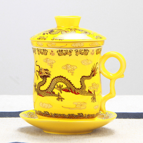 Tasse Dragon chinoise de haute qualité, tasses à thé en céramique, tasse d'eau de luxe pour bureau, filtre tasse à thé, infuseur, livraison gratuite ► Photo 1/6