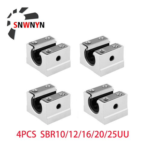 SBR10UU SBR12UU SBR16UU SBR20UU SBR25UU bloc de roulement à billes linéaire, 4 pièces 12mm curseur linéaire pour routeur CNC SBR Rail de guidage de ligne ► Photo 1/6