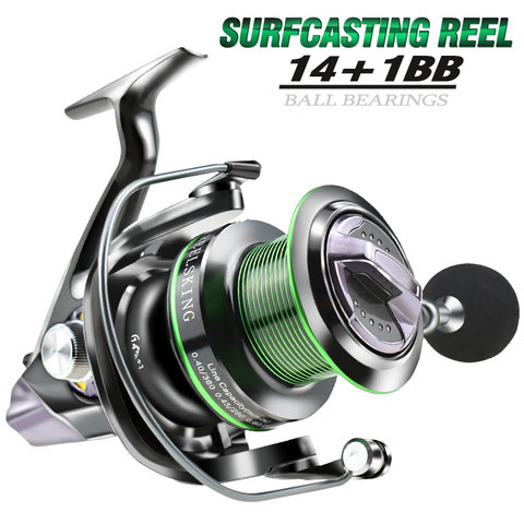 Moulinet Spinning Surfcasting 8000/9000 avec bobine en métal, pour pêche en eau salée, longue distance, avec puissance de frein de 20KG/44lb, nouveau modèle ► Photo 1/6