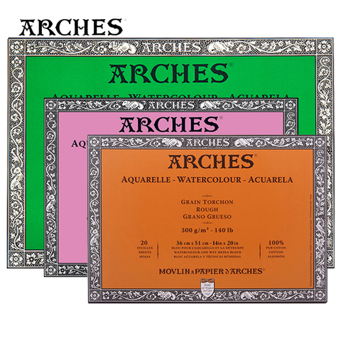 ARCHES Canson papier aquarelle coton 300g Pro artiste peinture/dessin papiers fines moyennes Grains secondaires 20 feuilles fournitures d'art ► Photo 1/6