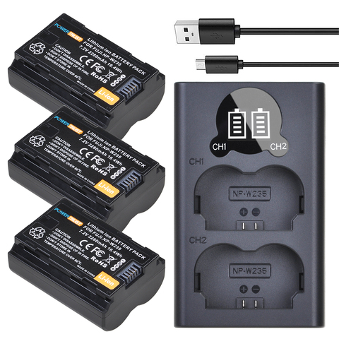 PowerTrust 2280mAh NP-W235 NP W235 batterie pour appareil photo akku + nouveau LED USB double chargeur pour Fujifilm Fuji X-T4, appareil photo XT4 ► Photo 1/6