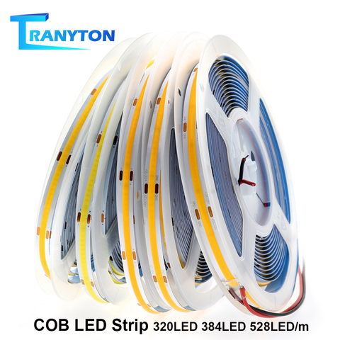 Bande lumineuse LED COB 12V 24V, 10mm, ruban néon Super brillant 320LED 384LED 528LED, ruban blanc 3000K 4000K 6000K pour la décoration ► Photo 1/6