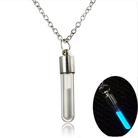 Collier pendentif en verre jaune et bleu pour femmes, pendentif en pierre brillante dans la nuit, avec ajourée, lumineuse, Halloween, 2022 ► Photo 1/6