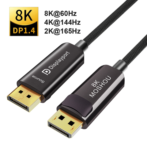 Câbles optiques DP 1.4 Displayport fibre HDR 8K 60Hz 4K @ 144Hz 32.4Gbps MOSHOU 10M 15M 20M port d'affichage 1.4 câble ► Photo 1/6